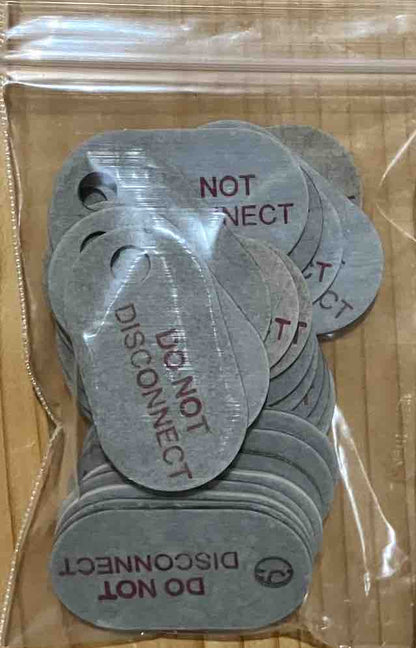 145PTAGS DO NOT Disconnect (DND) Grey Red Printed Fiber TAG QTY25